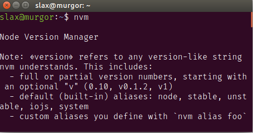 terminal screenshot showing nvm